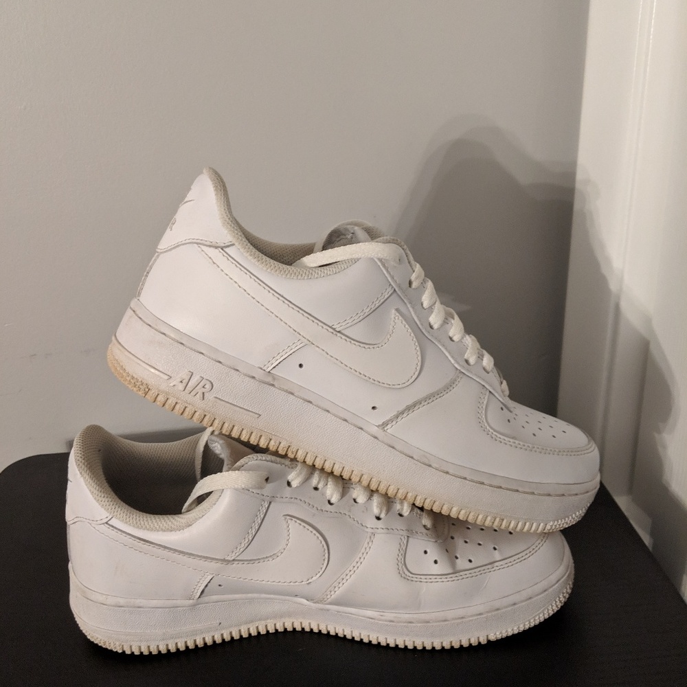 All-white air Force 1s low